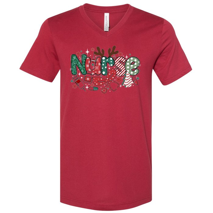 Cute Christmas Nurse V-Neck T-Shirt