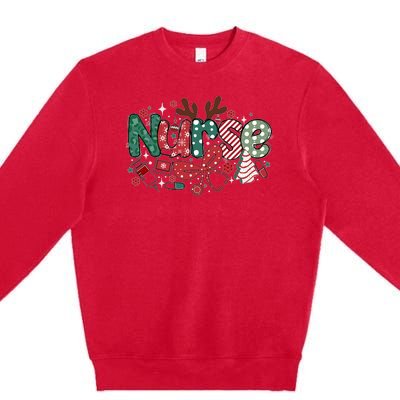 Cute Christmas Nurse Premium Crewneck Sweatshirt