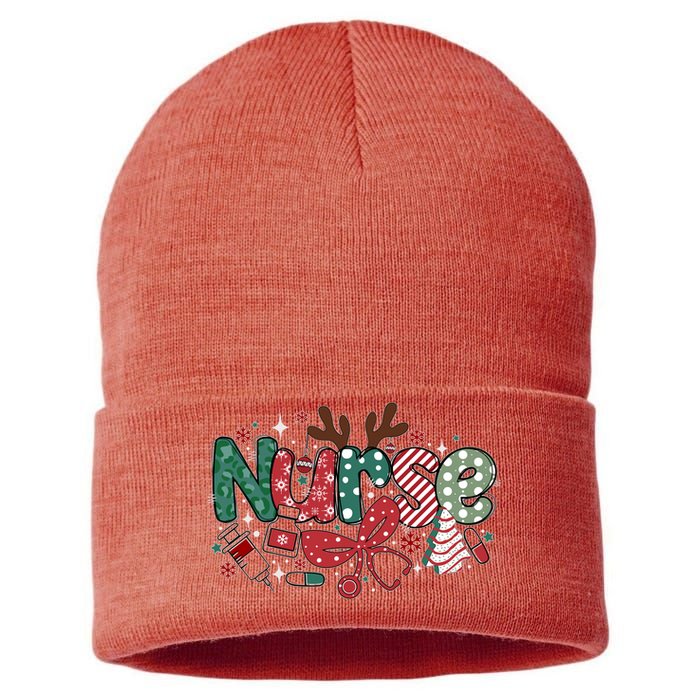 Cute Christmas Nurse Sustainable Knit Beanie