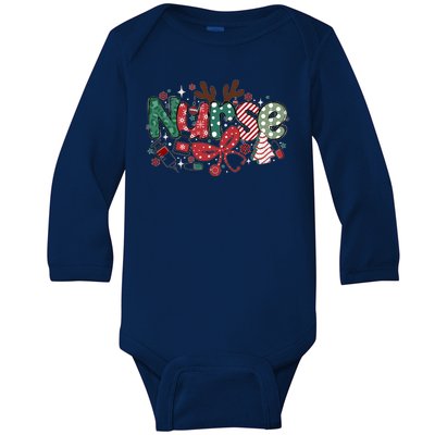 Cute Christmas Nurse Baby Long Sleeve Bodysuit