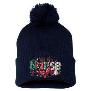 Cute Christmas Nurse Pom Pom 12in Knit Beanie