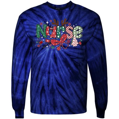 Cute Christmas Nurse Tie-Dye Long Sleeve Shirt