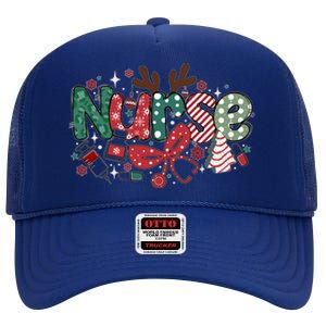 Cute Christmas Nurse High Crown Mesh Back Trucker Hat