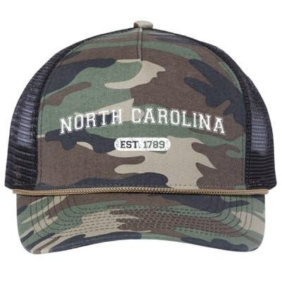 Classic Collegestyle North Carolina 1789 Distressed Retro Rope Trucker Hat Cap