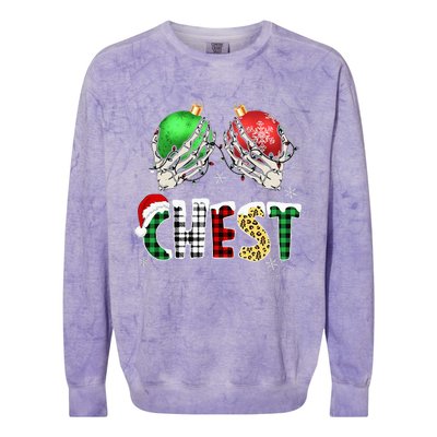 Christmas Chest Nuts Chestnuts Xmas Couple Matching Costume Colorblast Crewneck Sweatshirt