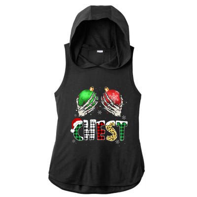 Christmas Chest Nuts Chestnuts Xmas Couple Matching Costume Ladies PosiCharge Tri-Blend Wicking Draft Hoodie Tank