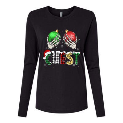 Christmas Chest Nuts Chestnuts Xmas Couple Matching Costume Womens Cotton Relaxed Long Sleeve T-Shirt