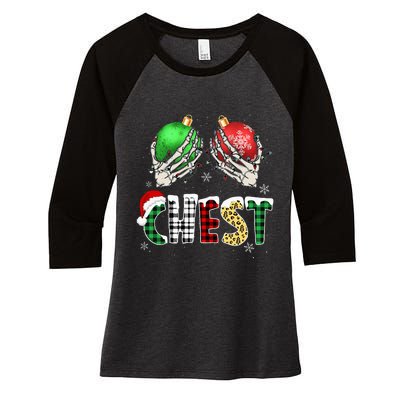 Christmas Chest Nuts Chestnuts Xmas Couple Matching Costume Women's Tri-Blend 3/4-Sleeve Raglan Shirt