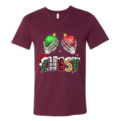 Christmas Chest Nuts Chestnuts Xmas Couple Matching Costume V-Neck T-Shirt