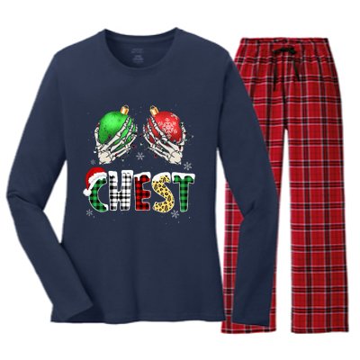 Christmas Chest Nuts Chestnuts Xmas Couple Matching Costume Women's Long Sleeve Flannel Pajama Set 