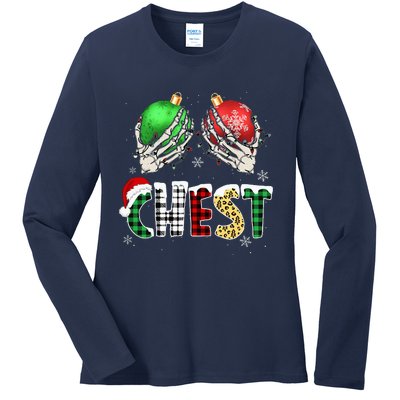 Christmas Chest Nuts Chestnuts Xmas Couple Matching Costume Ladies Long Sleeve Shirt