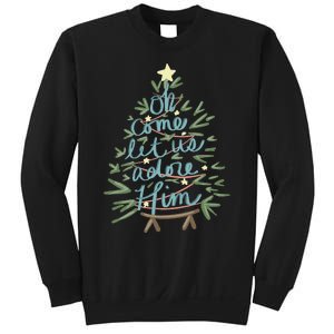 Christian Christ Nativity Christmas Oh Come Let Us Adore Him Sweatshirt