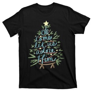 Christian Christ Nativity Christmas Oh Come Let Us Adore Him T-Shirt