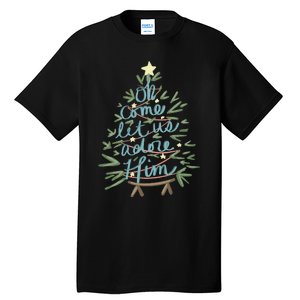 Christian Christ Nativity Christmas Oh Come Let Us Adore Him Tall T-Shirt