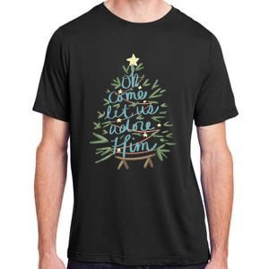 Christian Christ Nativity Christmas Oh Come Let Us Adore Him Adult ChromaSoft Performance T-Shirt