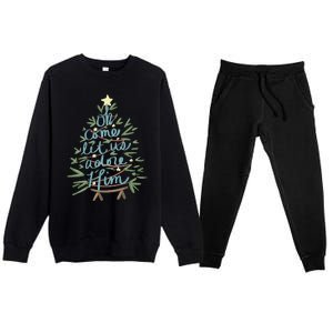 Christian Christ Nativity Christmas Oh Come Let Us Adore Him Premium Crewneck Sweatsuit Set