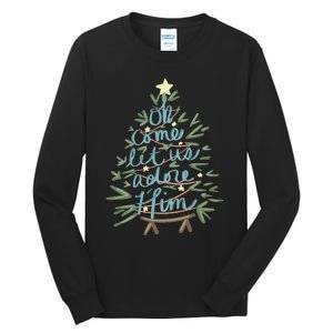 Christian Christ Nativity Christmas Oh Come Let Us Adore Him Tall Long Sleeve T-Shirt