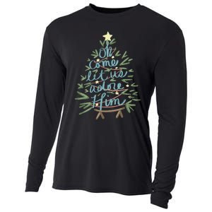 Christian Christ Nativity Christmas Oh Come Let Us Adore Him Cooling Performance Long Sleeve Crew