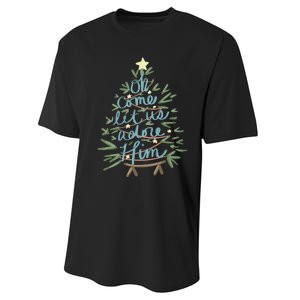 Christian Christ Nativity Christmas Oh Come Let Us Adore Him Performance Sprint T-Shirt