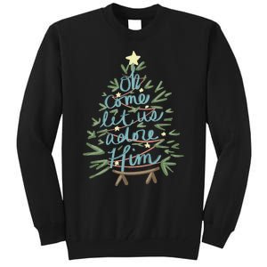 Christian Christ Nativity Christmas Oh Come Let Us Adore Him Tall Sweatshirt