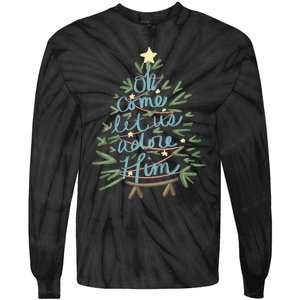 Christian Christ Nativity Christmas Oh Come Let Us Adore Him Tie-Dye Long Sleeve Shirt