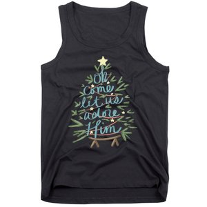 Christian Christ Nativity Christmas Oh Come Let Us Adore Him Tank Top