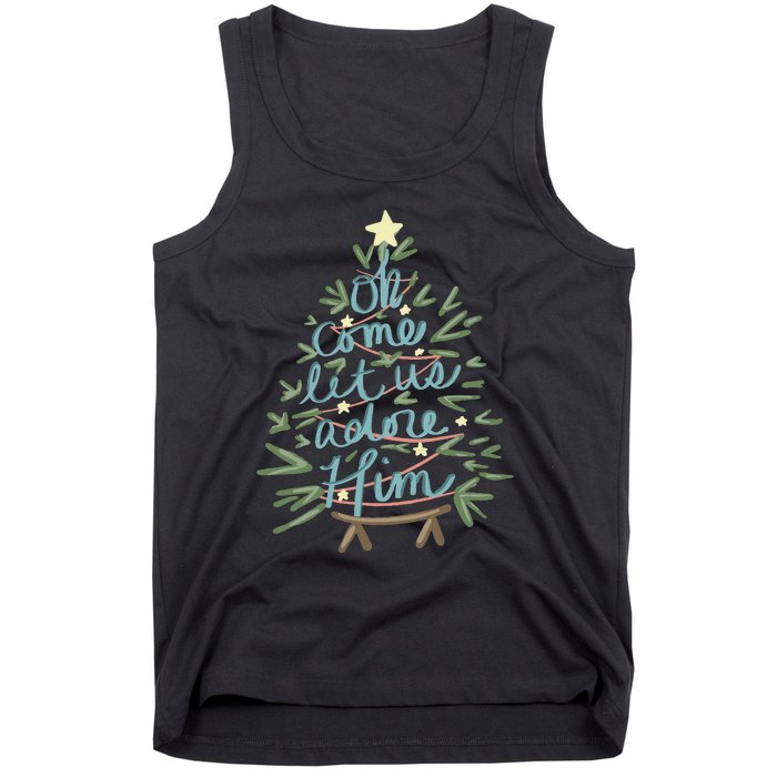 Christian Christ Nativity Christmas Oh Come Let Us Adore Him Tank Top