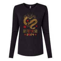 Celebrate Chinese New Year 2024 Year Of The Dragon Womens Cotton Relaxed Long Sleeve T-Shirt