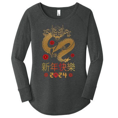 Celebrate Chinese New Year 2024 Year Of The Dragon Women's Perfect Tri Tunic Long Sleeve Shirt