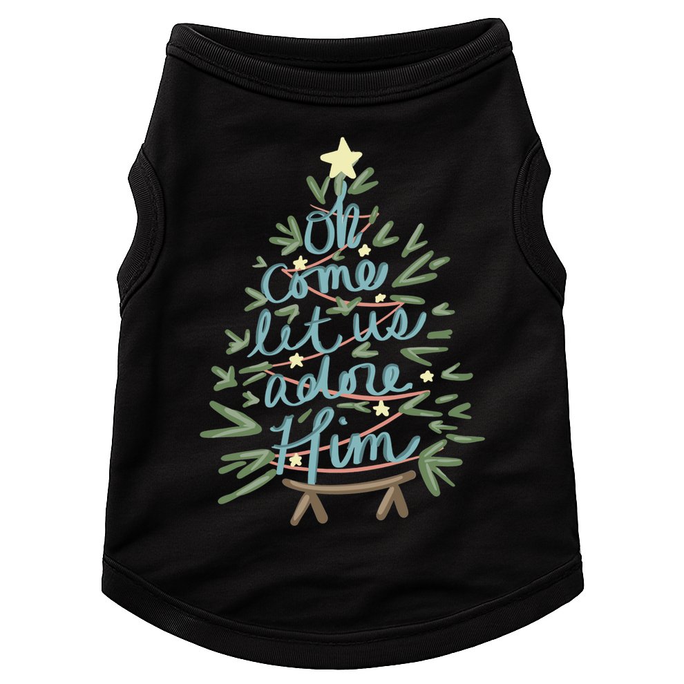 Christian Christ Nativity Christmas Oh Come Let Us Adore Him Great Gift Doggie Tank