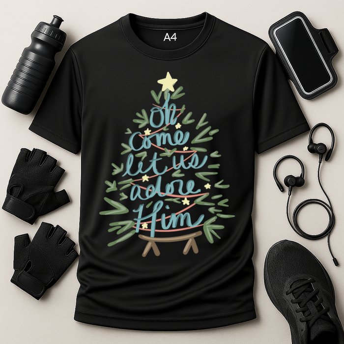 Christian Christ Nativity Christmas Oh Come Let Us Adore Him Great Gift Cooling Performance Crew T-Shirt