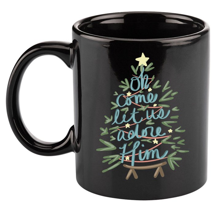Christian Christ Nativity Christmas Oh Come Let Us Adore Him Great Gift 11oz C Handle Ceramic Mug