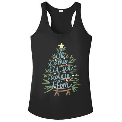 Christian Christ Nativity Christmas Oh Come Let Us Adore Him Great Gift Ladies PosiCharge Competitor Racerback Tank