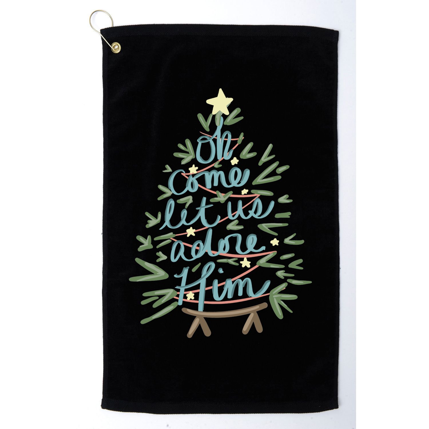 Christian Christ Nativity Christmas Oh Come Let Us Adore Him Great Gift Golf Towel