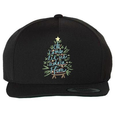 Christian Christ Nativity Christmas Oh Come Let Us Adore Him Great Gift Wool Snapback Cap