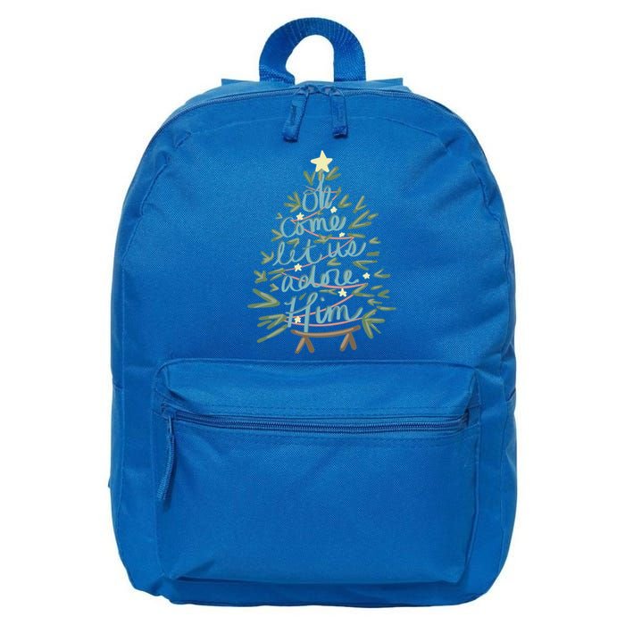 Christian Christ Nativity Christmas Oh Come Let Us Adore Him Great Gift 16 in Basic Backpack