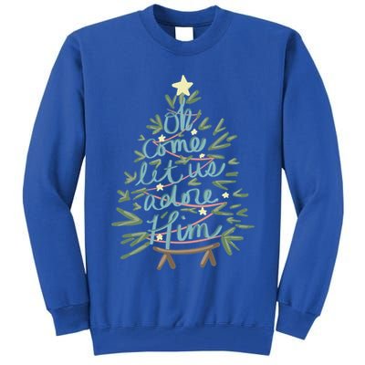 Christian Christ Nativity Christmas Oh Come Let Us Adore Him Great Gift Tall Sweatshirt
