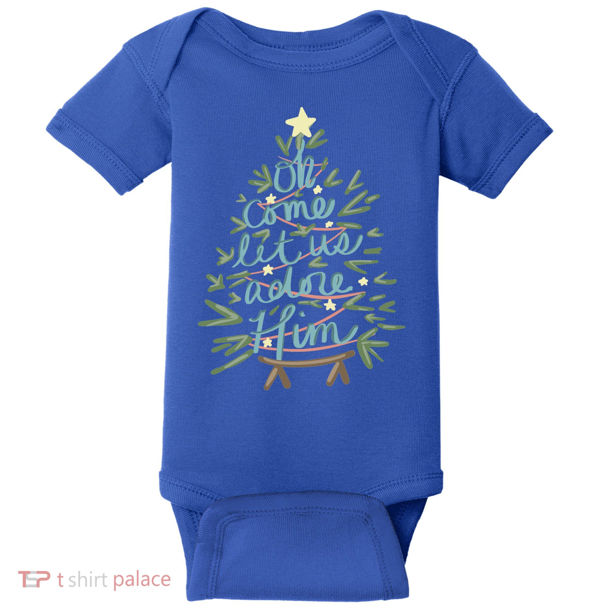 Christian Christ Nativity Christmas Oh Come Let Us Adore Him Great Gift Baby Bodysuit