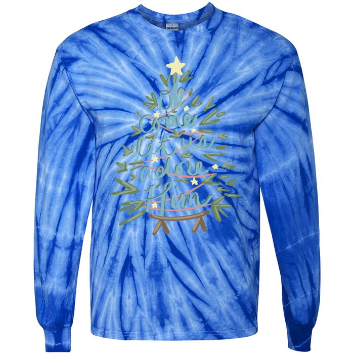 Christian Christ Nativity Christmas Oh Come Let Us Adore Him Great Gift Tie-Dye Long Sleeve Shirt