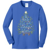 Christian Christ Nativity Christmas Oh Come Let Us Adore Him Great Gift Kids Long Sleeve Shirt