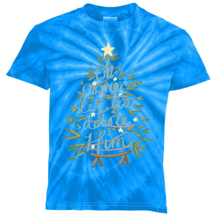 Christian Christ Nativity Christmas Oh Come Let Us Adore Him Great Gift Kids Tie-Dye T-Shirt