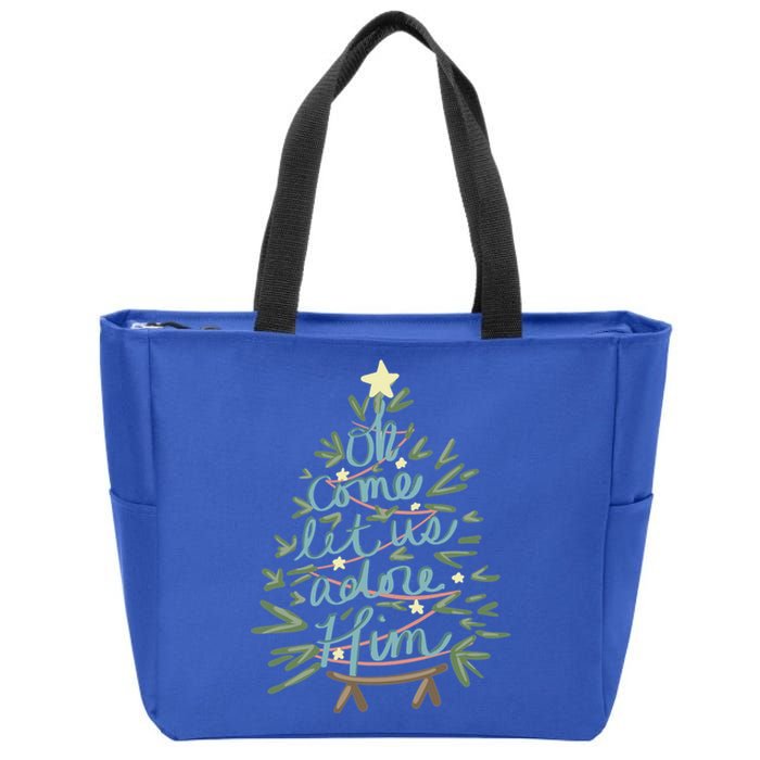 Christian Christ Nativity Christmas Oh Come Let Us Adore Him Great Gift Zip Tote Bag