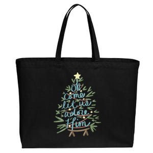 Christian Christ Nativity Christmas Oh Come Let Us Adore Him Great Gift Cotton Canvas Jumbo Tote