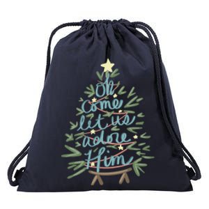 Christian Christ Nativity Christmas Oh Come Let Us Adore Him Great Gift Drawstring Bag