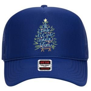 Christian Christ Nativity Christmas Oh Come Let Us Adore Him Great Gift High Crown Mesh Back Trucker Hat