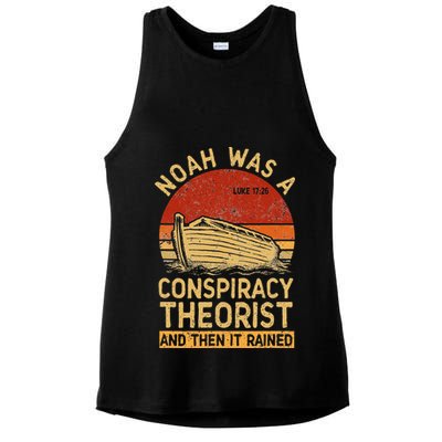 Conservative Christian Noah Was A Conspiracy Theorist Retro Ladies PosiCharge Tri-Blend Wicking Tank