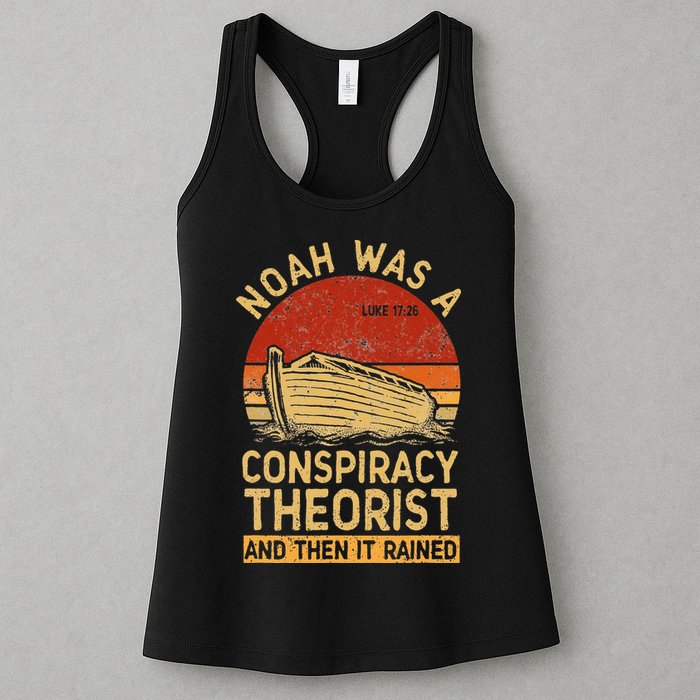Conservative Christian Noah Was A Conspiracy Theorist Retro Womens Tank Top