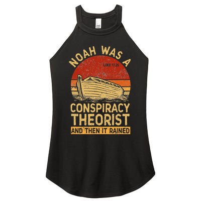 Conservative Christian Noah Was A Conspiracy Theorist Retro Women's Perfect Tri Rocker Tank