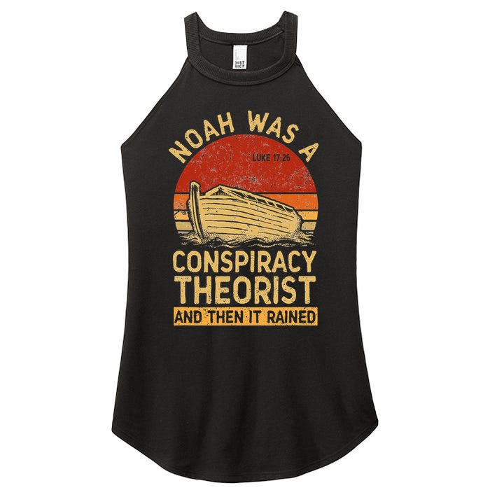 Conservative Christian Noah Was A Conspiracy Theorist Retro Women's Perfect Tri Rocker Tank