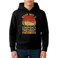 Conservative Christian Noah Was A Conspiracy Theorist Retro Kids Hoodie